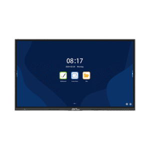 ZK-IWBE Series 4K Smart Interactive Whiteboard with Android 13, anti-glare glass, and multi-touch support.