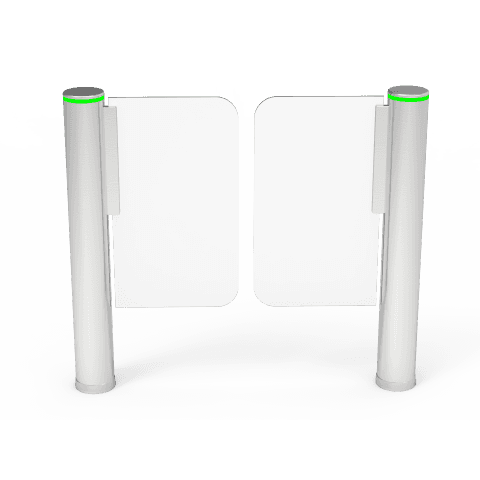 ZKTeco SBT3000S cylindrical swing barrier installed indoors for controlled pedestrian access